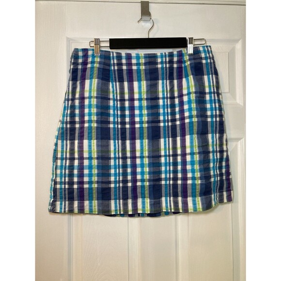 G.H. Bass & Co. Dresses & Skirts - G H Bass & Company Madras Plaid Seersucker Skirt Blue, Purple, Green Sz 10